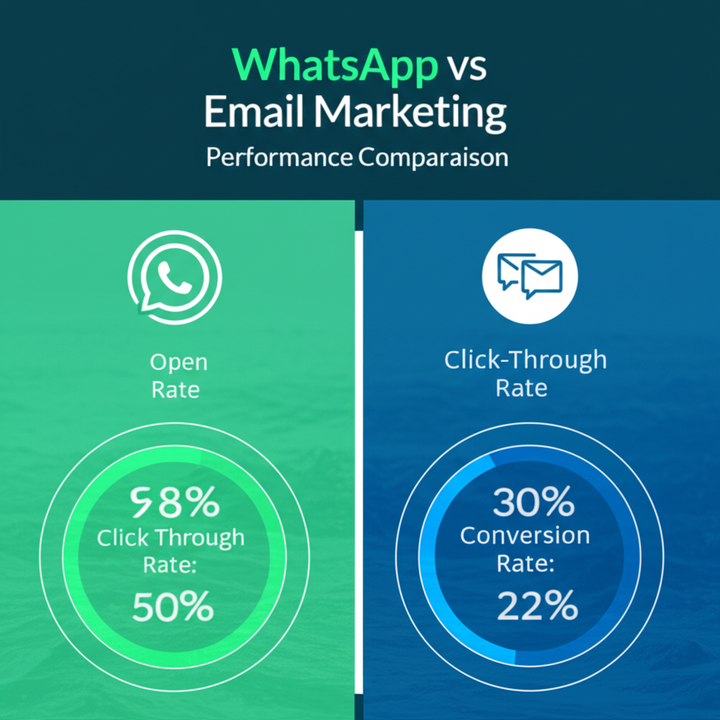 Imagem ilustrativa para o artigo: WhatsApp Business vs Email Marketing: Qual Converte Mais em 2024?